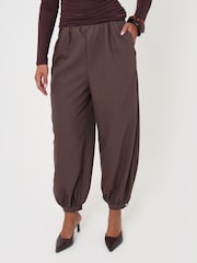 Threadbare Brown Balloon Trousers with Button Cuffs - Image 2 of 4