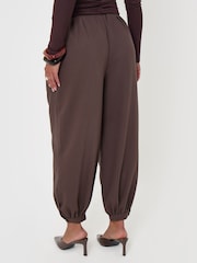 Threadbare Brown Balloon Trousers with Button Cuffs - Image 3 of 4
