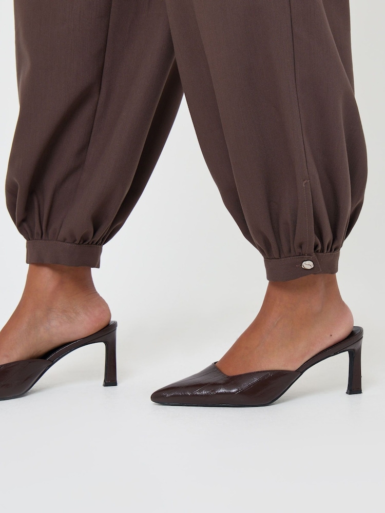 Threadbare Brown Balloon Trousers with Button Cuffs - Image 4 of 4 Threadbare Brown Balloon Trousers with Button Cuffs - Image 4 of 4