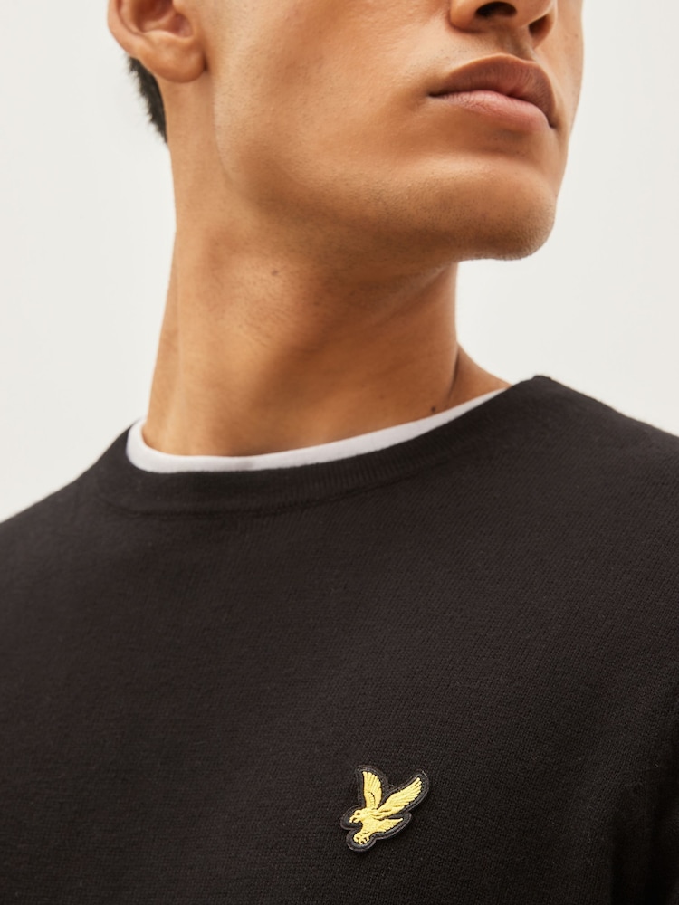 Lyle & Scott Black Crew Neck Cotton Merino Jumper - Image 2 of 5
