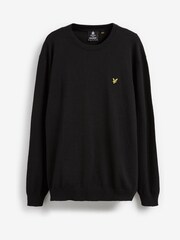 Lyle & Scott Black Crew Neck Cotton Merino Jumper - Image 3 of 5