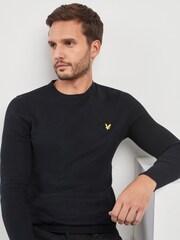 Lyle & Scott Black Crew Neck Cotton Merino Jumper - Image 5 of 5
