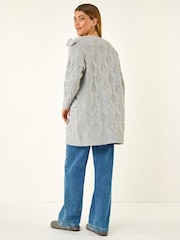 Roman Grey Bow Embellished Knit Cardigan - Image 4 of 5