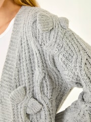 Roman Grey Bow Embellished Knit Cardigan - Image 5 of 5