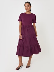Threadbare Purple Tiered Midaxi Dress - Image 1 of 4