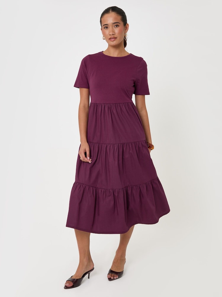 Threadbare Purple Tiered Midaxi Dress - Image 1 of 4