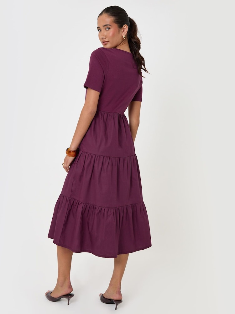Threadbare Purple Tiered Midaxi Dress - Image 2 of 4