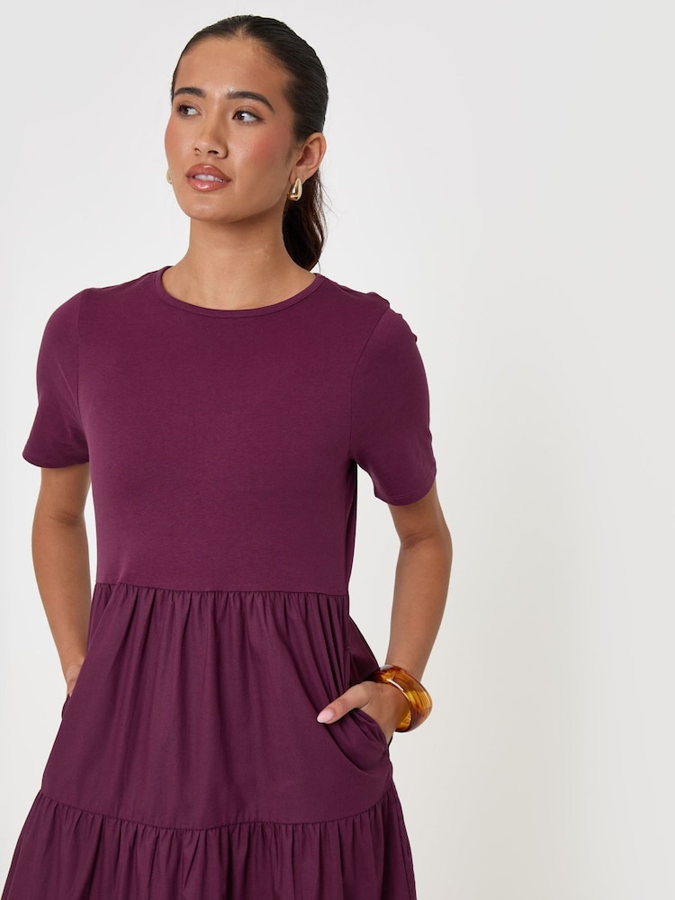 Threadbare Purple Tiered Midaxi Dress - Image 4 of 4