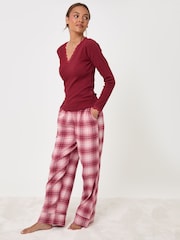 Threadbare Red V-Neck Top & Flannel Bottoms Pyjamas Set - Image 4 of 8