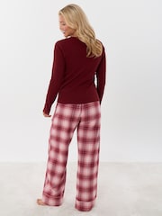 Threadbare Red V-Neck Top & Flannel Bottoms Pyjamas Set - Image 5 of 8