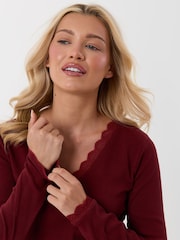 Threadbare Red V-Neck Top & Flannel Bottoms Pyjamas Set - Image 6 of 8