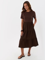 Threadbare Brown Tiered Midaxi Dress - Image 3 of 4