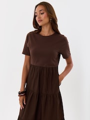 Threadbare Brown Tiered Midaxi Dress - Image 4 of 4
