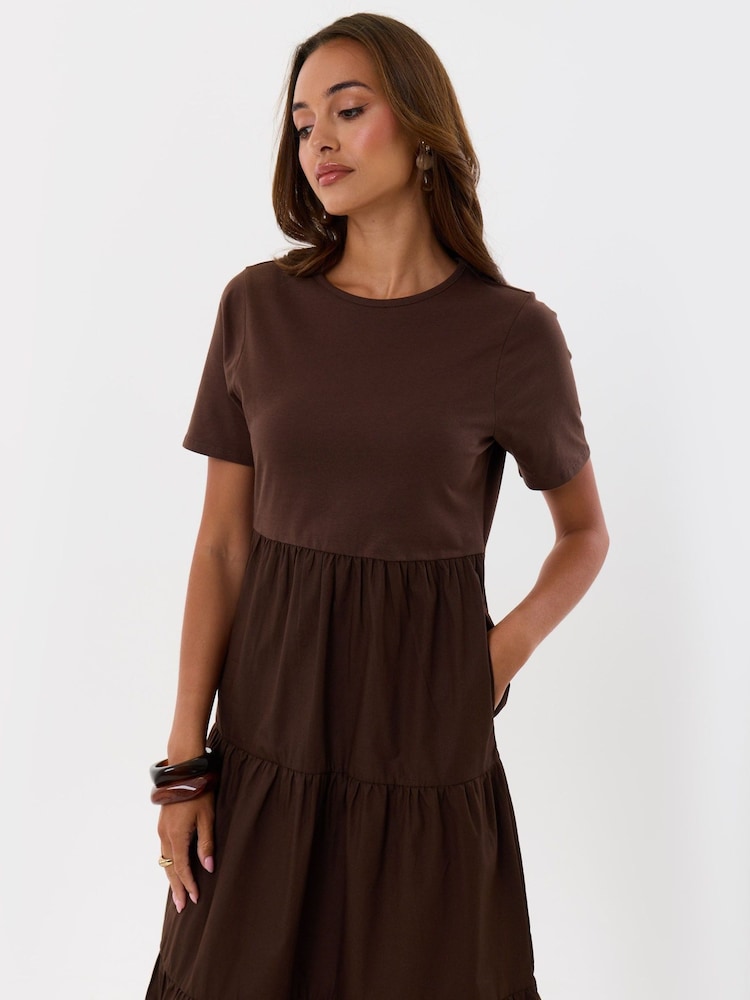Threadbare Brown Tiered Midaxi Dress - Image 4 of 4
