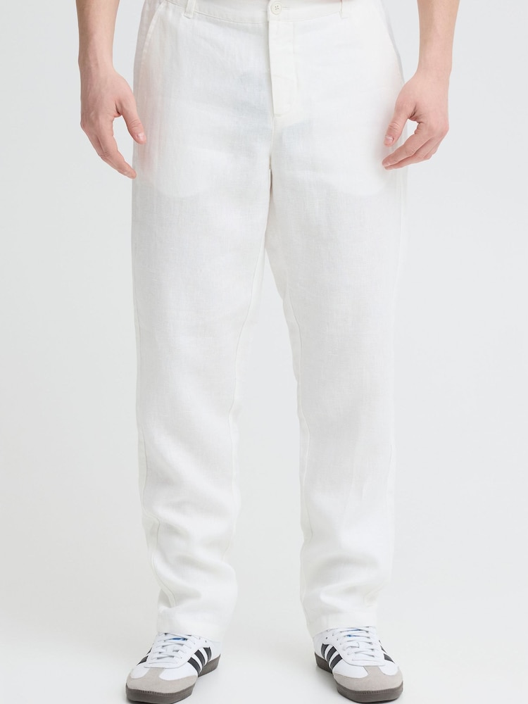 Casual Friday White Pandrup Regular Fit Linen Trousers - Image 1 of 5