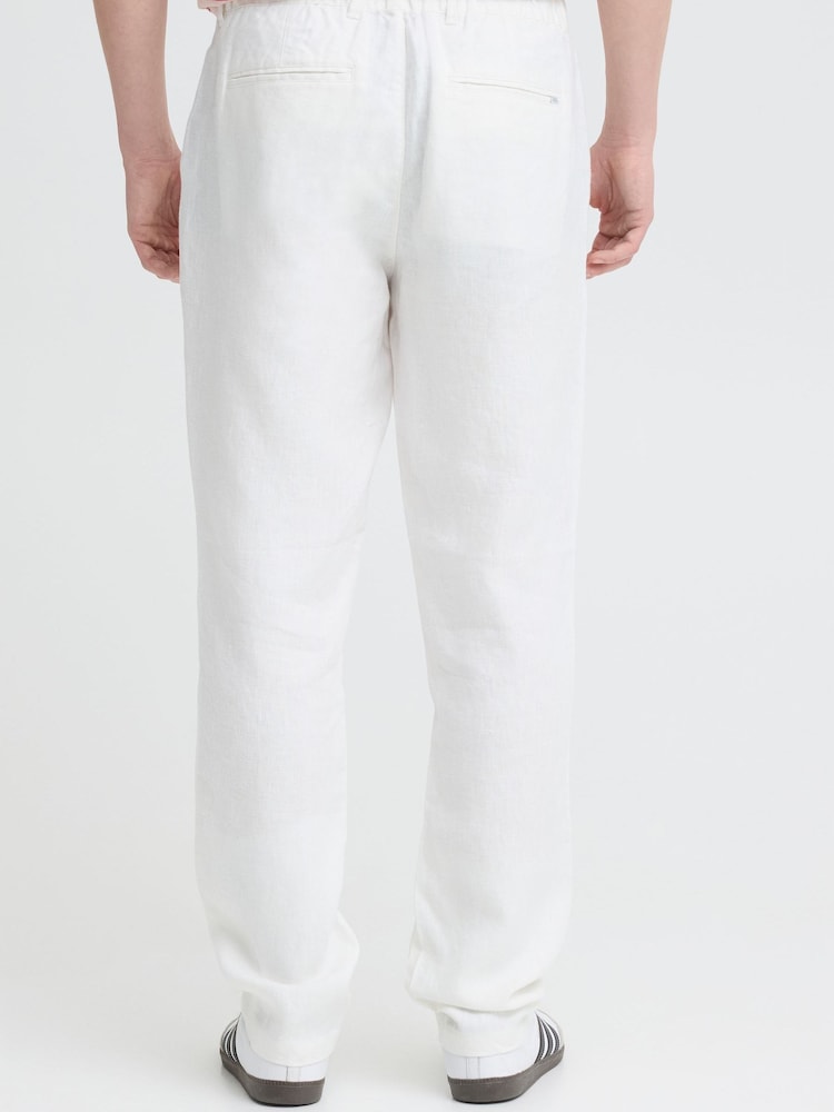 Casual Friday White Pandrup Regular Fit Linen Trousers - Image 2 of 5