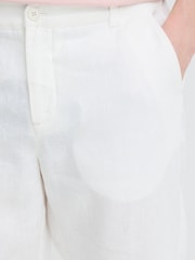 Casual Friday White Pandrup Regular Fit Linen Trousers - Image 4 of 5