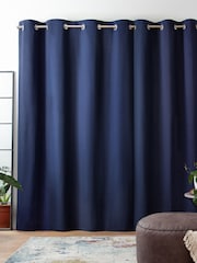 Blue Navy Blackout/Thermal Cotton Eyelet Curtains - Image 3 of 9