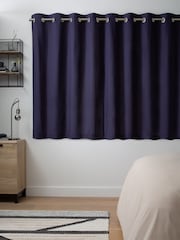 Blue Navy Blackout/Thermal Cotton Eyelet Curtains - Image 7 of 9