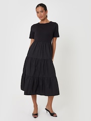 Threadbare Black Tiered Midaxi Dress - Image 1 of 4
