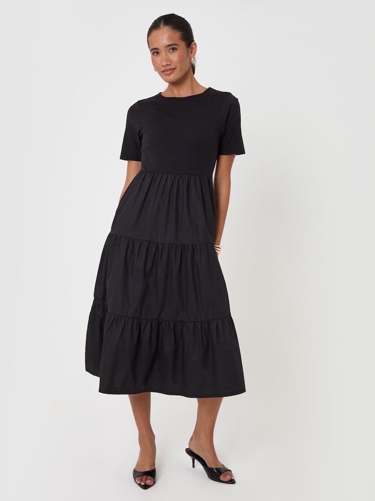 Threadbare Black Tiered Midaxi Dress - Image 1 of 4