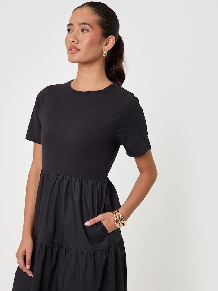 Threadbare Black Tiered Midaxi Dress - Image 4 of 4