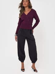 Threadbare Grey Balloon Trousers with Button Cuffs - Image 1 of 5