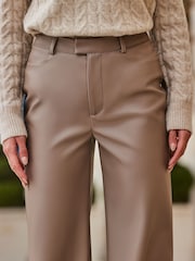 Sosandar Brown Faux Leather Wide Leg Trousers - Image 5 of 5
