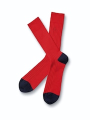 Charles Tyrwhitt Red Cotton Rib Socks - Image 1 of 2