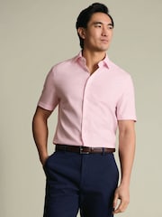 Charles Tyrwhitt Pink Non-Iron Cotton Linen short sleeve shirt - Image 1 of 5