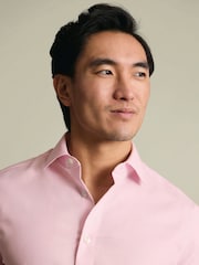 Charles Tyrwhitt Pink Non-Iron Cotton Linen short sleeve shirt - Image 2 of 5