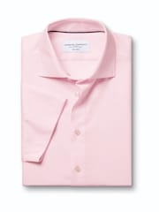Charles Tyrwhitt Pink Non-Iron Cotton Linen short sleeve shirt - Image 3 of 5