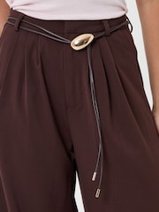 Threadbare Brown Pleated Wide Leg Trousers - Image 5 of 5