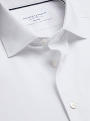 Charles Tyrwhitt White Non-Iron Cotton Linen Short Sleeve Shirt - Image 4 of 5