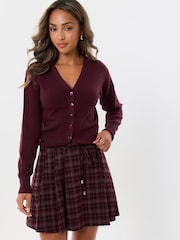 Threadbare Purple Mini Kilt Skirt with Tie Belt - Image 2 of 5