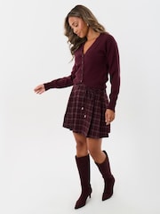 Threadbare Purple Mini Kilt Skirt with Tie Belt - Image 4 of 5