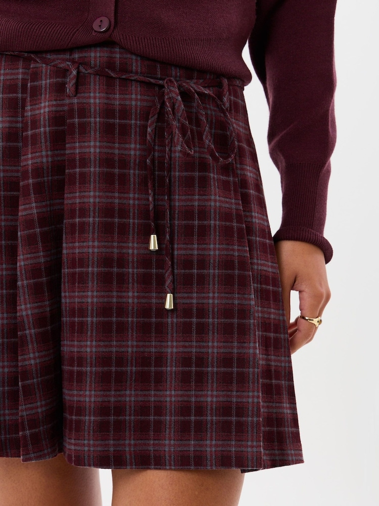 Threadbare Purple Mini Kilt Skirt with Tie Belt - Image 5 of 5 Threadbare Purple Mini Kilt Skirt with Tie Belt - Image 5 of 5