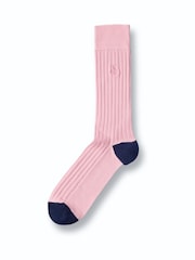 Charles Tyrwhitt Pink Cotton Rib Socks - Image 1 of 2