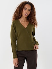 Threadbare Green Compact Knit Asymmetric Cardigan - Image 1 of 4
