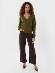 Threadbare Green Compact Knit Asymmetric Cardigan - Image 3 of 4