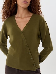 Threadbare Green Compact Knit Asymmetric Cardigan - Image 4 of 4