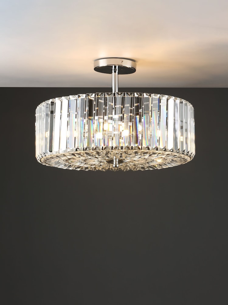 Laura Ashley Chrome Fernhurst Ceiling 3 Light Flush Light - Image 1 of 4