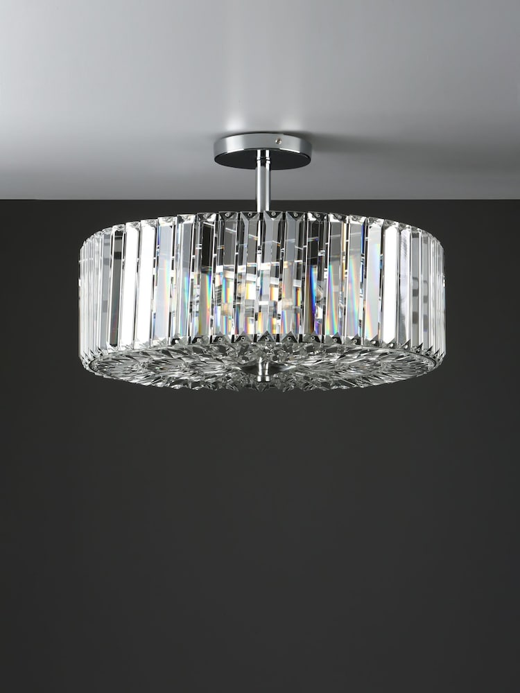 Laura Ashley Chrome Fernhurst Ceiling 3 Light Flush Light - Image 2 of 4