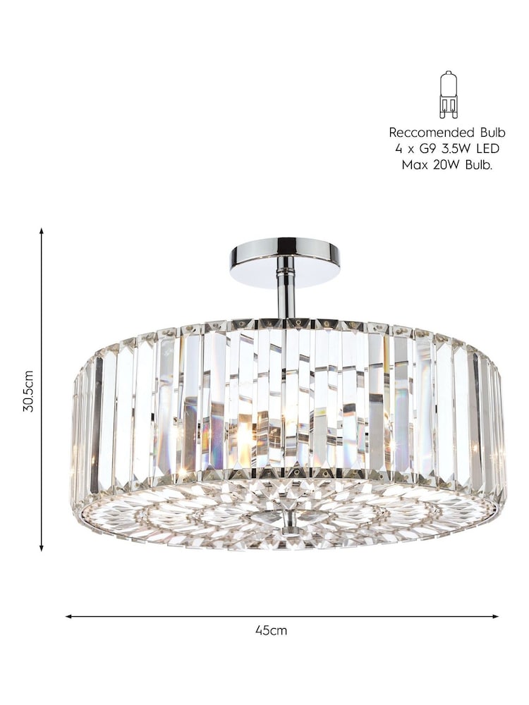Laura Ashley Chrome Fernhurst Ceiling 3 Light Flush Light - Image 4 of 4