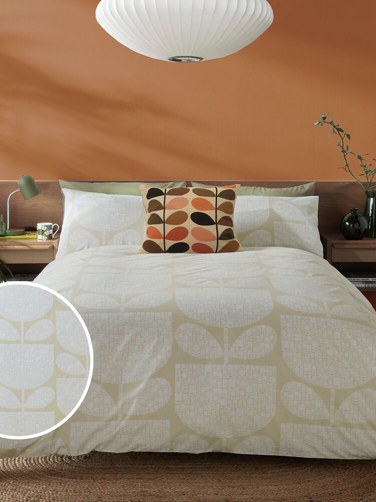 Orla Kiely Cream Block Garden 100% Cotton Duvet Cover and Pillowcase Set - Image 1 of 5