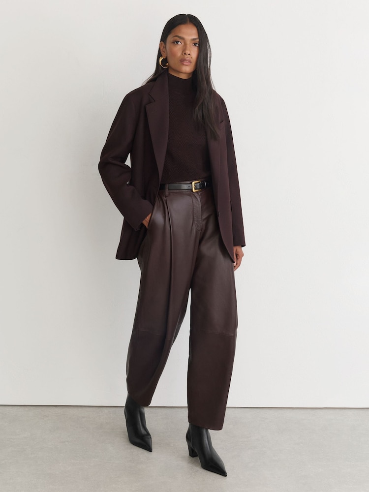 Reiss Black Nicole Leather Pointed-Toe Low-Heel Ankle Boots - Image 1 of 6 Reiss Black Nicole Leather Pointed-Toe Low-Heel Ankle Boots - Image 1 of 6