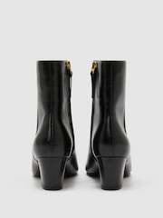 Reiss Black Nicole Leather Pointed-Toe Low-Heel Ankle Boots - Image 5 of 6