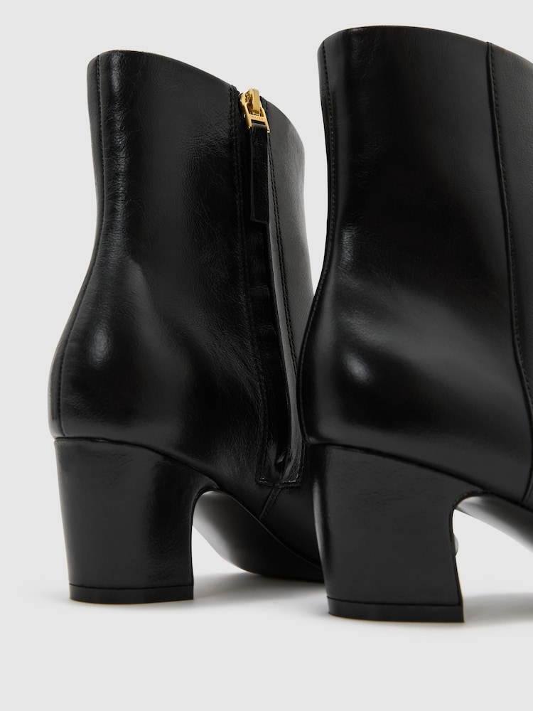 Reiss Black Nicole Leather Pointed-Toe Low-Heel Ankle Boots - Image 6 of 6 Reiss Black Nicole Leather Pointed-Toe Low-Heel Ankle Boots - Image 6 of 6
