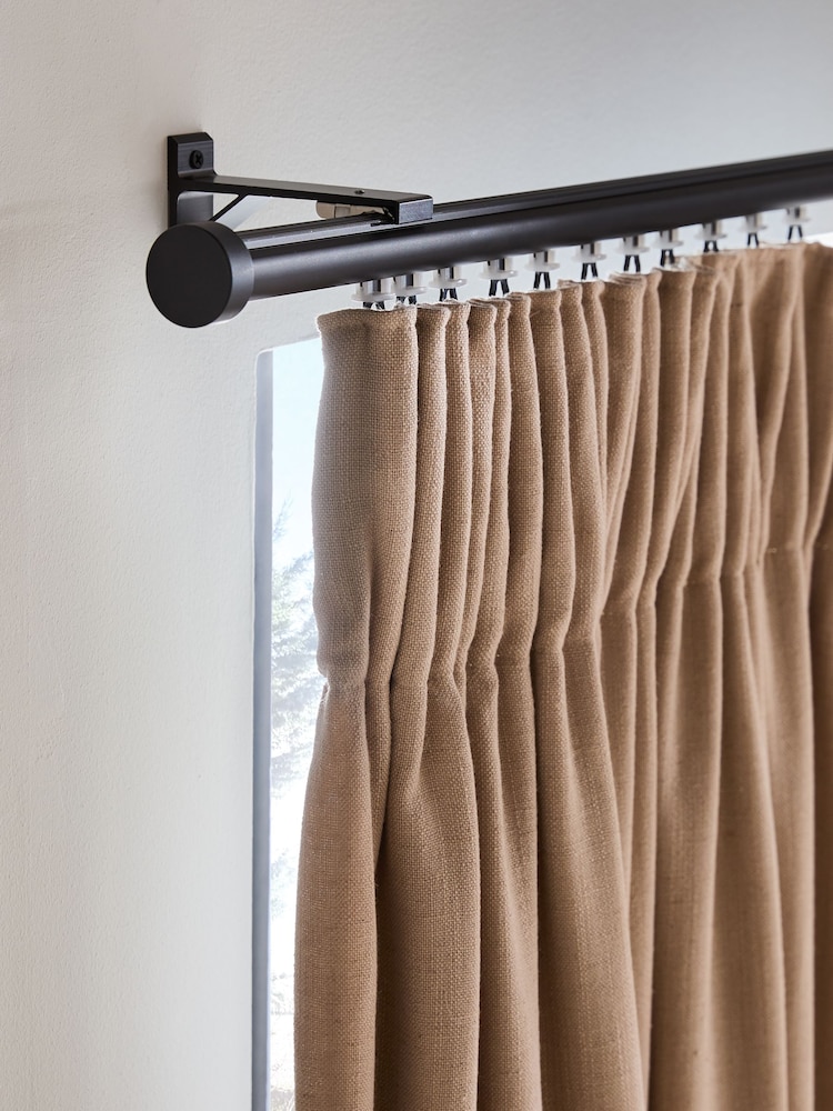 Black Fixed Length Gliding Curtain Track Pole - Image 1 of 5