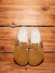 Birkenstock Mink Boston Shearling Suede Clogs - Image 1 of 7